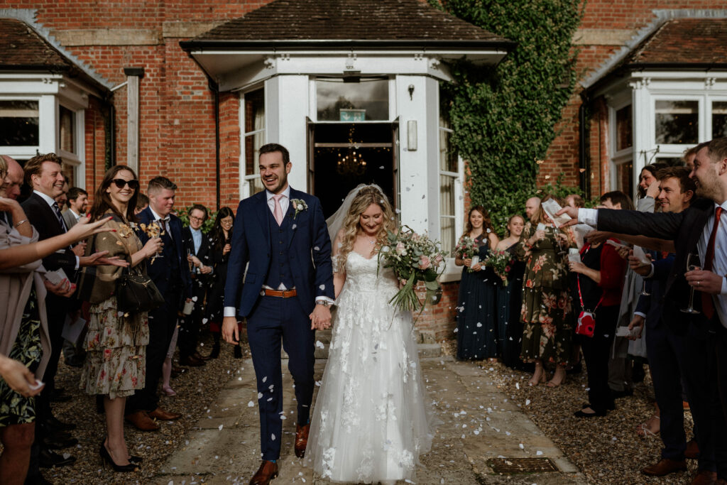 A happy bride and groom at Bartley Lodge 