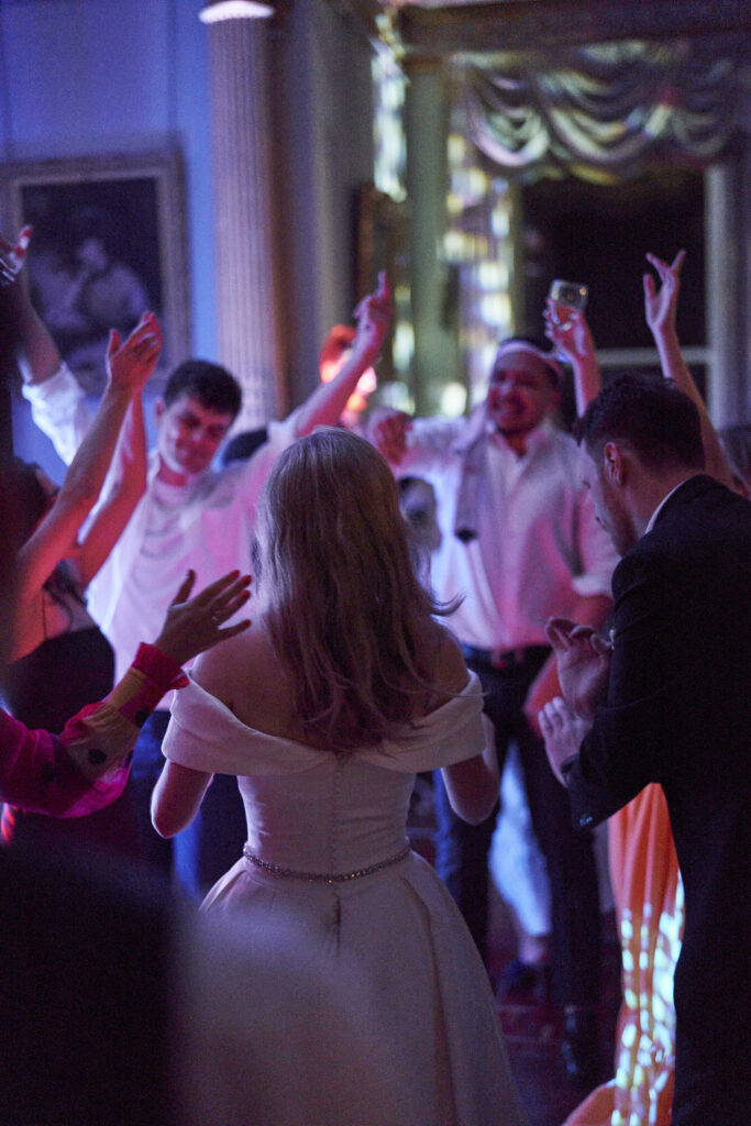 A packed wedding dance floor at Somerley House